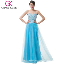Elegant Sweetheart Sequins Beaded Bling Mermaid Blue Long Evening Dress CL6255
